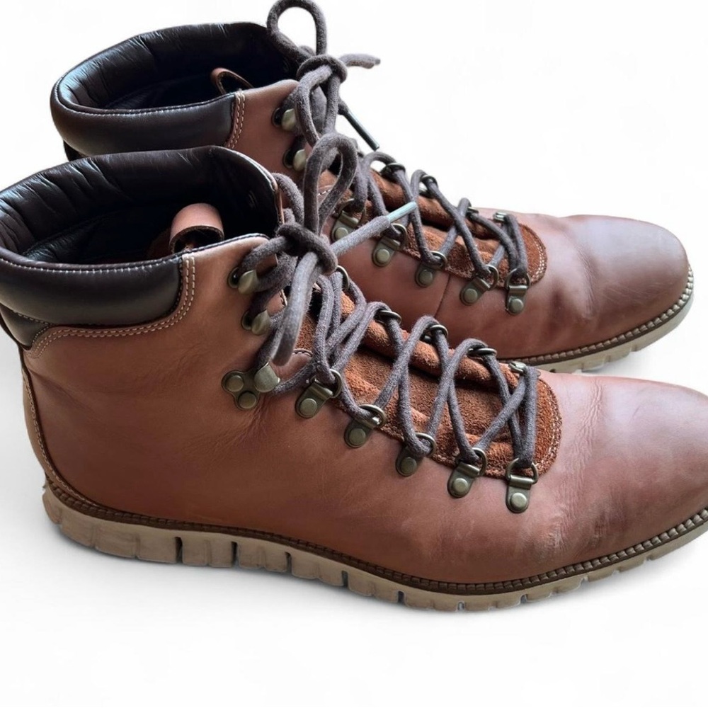 Cole Haan Men’s Brown Leather Lace-Up Boots Size 13